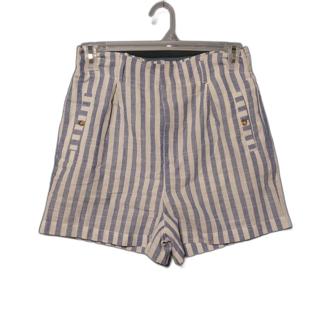 Very J shorts Women Large blue white striped 30x3 pocket Sailor Coastal Nautical